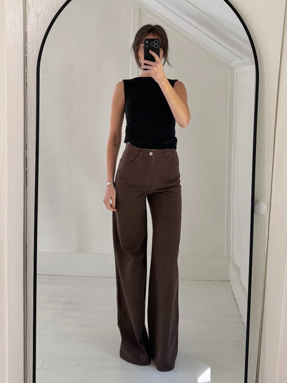 & Other Stories Stockholm Atelier High Rise Wide Leg Jeans Size EU 34 Dark Brown